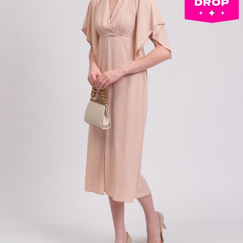 RRP 270 Midi Dress IT42 US6 UK10 M Silk Blend Draped Made in Italy