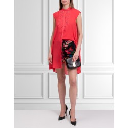 RRP 480 TECH Interest Trapeze Dress IT44 UK12 US8 L Red Embroidered