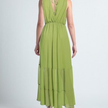 RRP 596 Maxi Dress IT42 US6 UK10 M Green Sleeveless Made in Italy