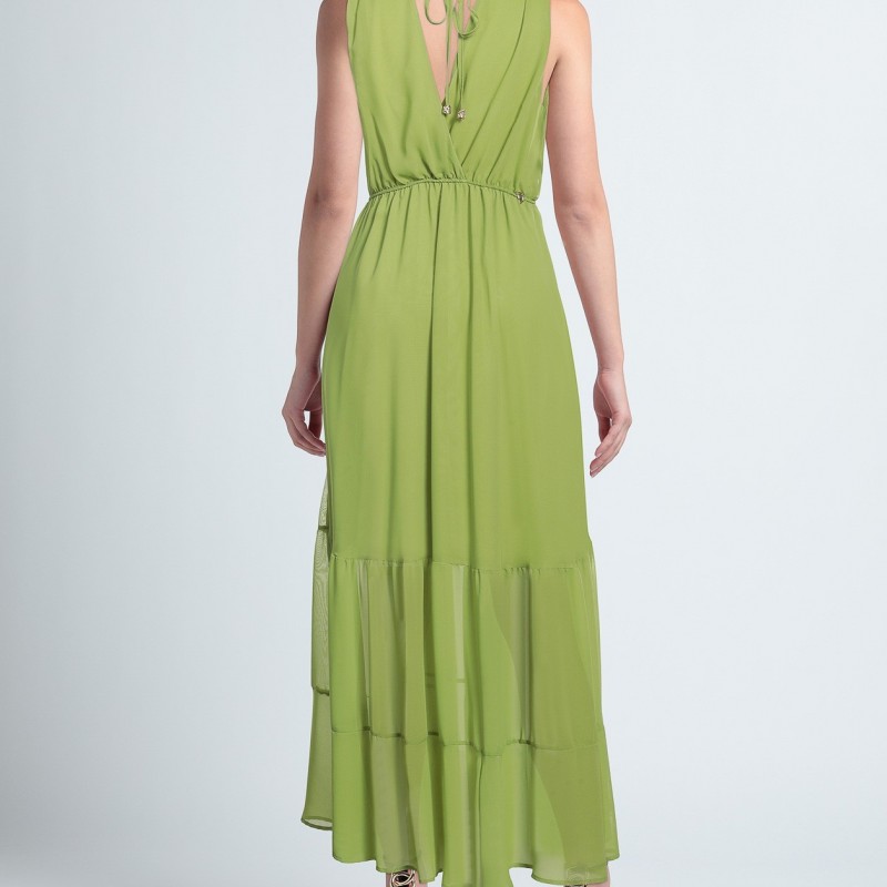RRP 596 Maxi Dress IT42 US6 UK10 M Green Sleeveless Made in Italy
