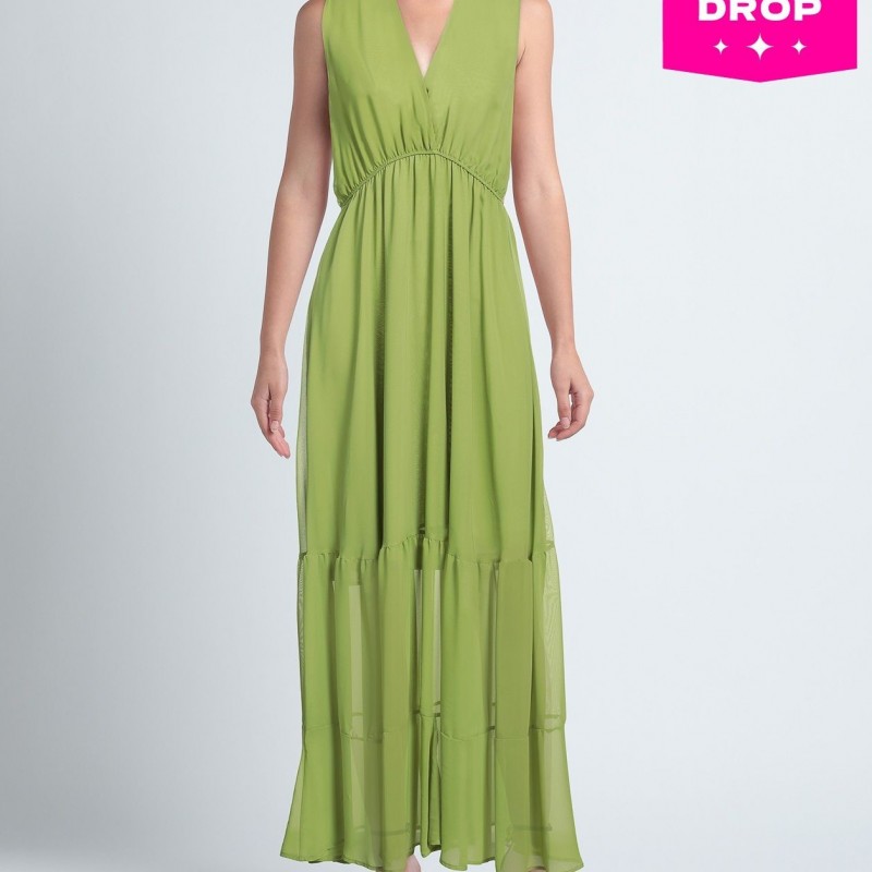 RRP 596 Maxi Dress IT42 US6 UK10 M Green Sleeveless Made in Italy