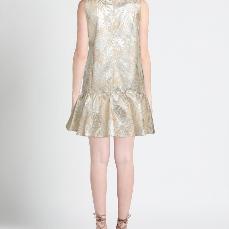 RRP 307 Jacquard Mini Dress Beige Hawaiian Made in Italy