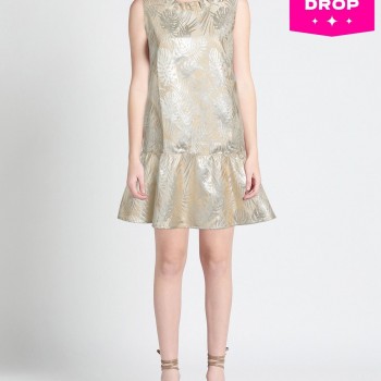 RRP 307 Jacquard Mini Dress Beige Hawaiian Made in Italy