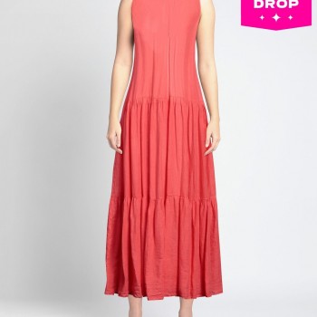 RRP 415 Linen Maxi Dress IT40 US4 UK8 S Made in Italy