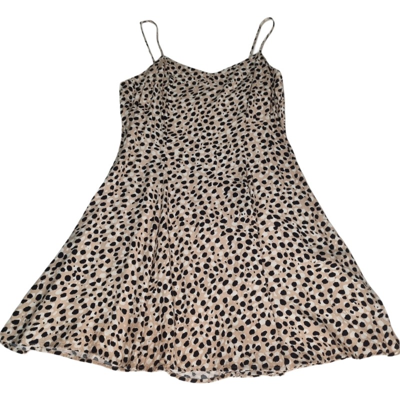 Leopard Skater Dress AU12 M 100 Viscose Boho Mini
