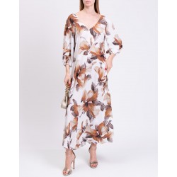 RRP 349 Crepe Maxi Dress IT44 US8 UK12 L Floral Floral Made in Italy