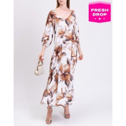 RRP 349 Crepe Maxi Dress IT44 US8 UK12 L Floral Floral Made in Italy