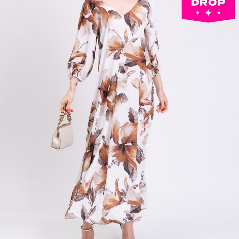 RRP 349 Crepe Maxi Dress IT44 US8 UK12 L Floral Floral Made in Italy