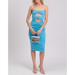 RRP 311 Midi Dress IT42 US6 UK10 M Blue Cut-Out Made in Italy