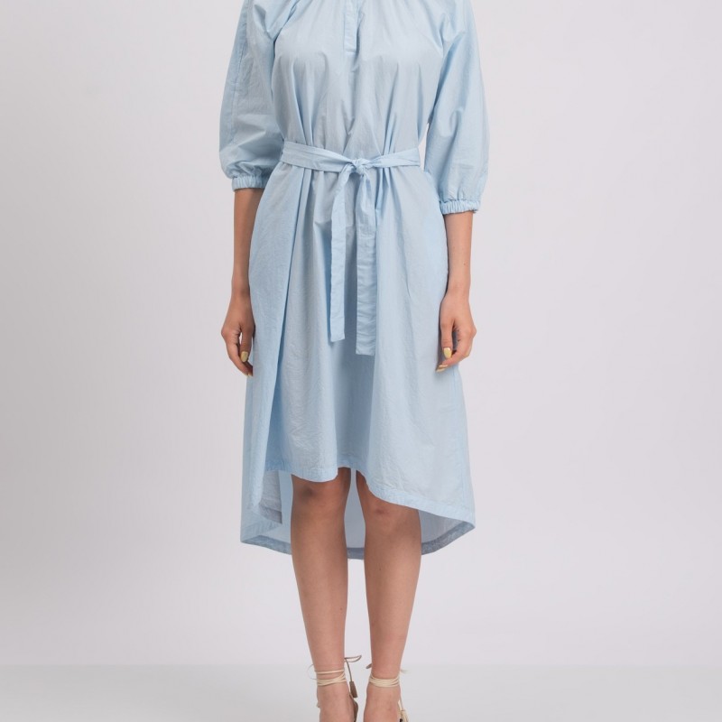 RRP 439 EASY Midi Dress IT42 US6 UK10 M Blue Belted Made in Italy