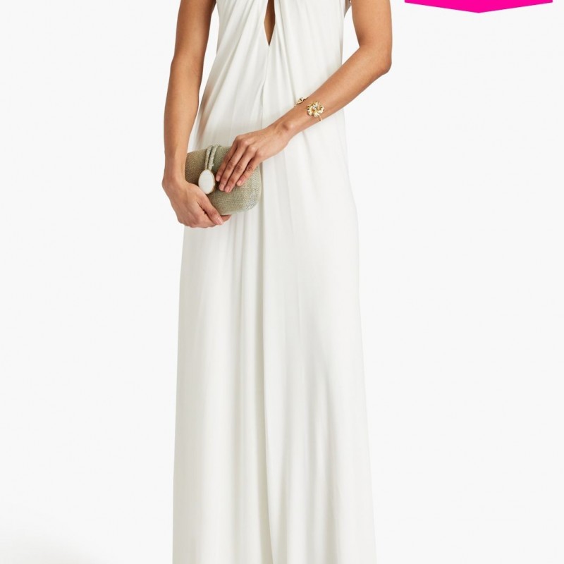 RRP 580 Evening Dress US2 UK6 IT38 XS White Lined Twisted