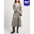 RRP 958 Midi Boho Dress Ivory Floral-Print Flared Cutout Tiered