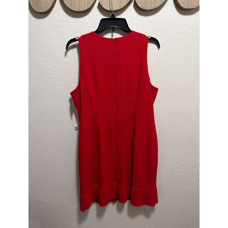 Red Sleeveless Embellished Sheath Dress Rhinestone Pleated Hem