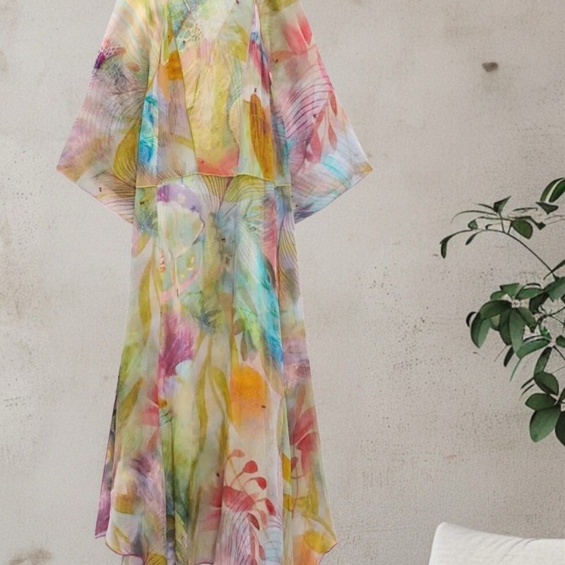 NWTZARA PRINTED MULTICOLORE DRESS LIMITED EDITION WITH LONG SLEEVES