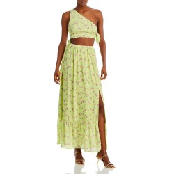 148 Darlin One Shoulder Maxi Dress In Lemon Ditsy