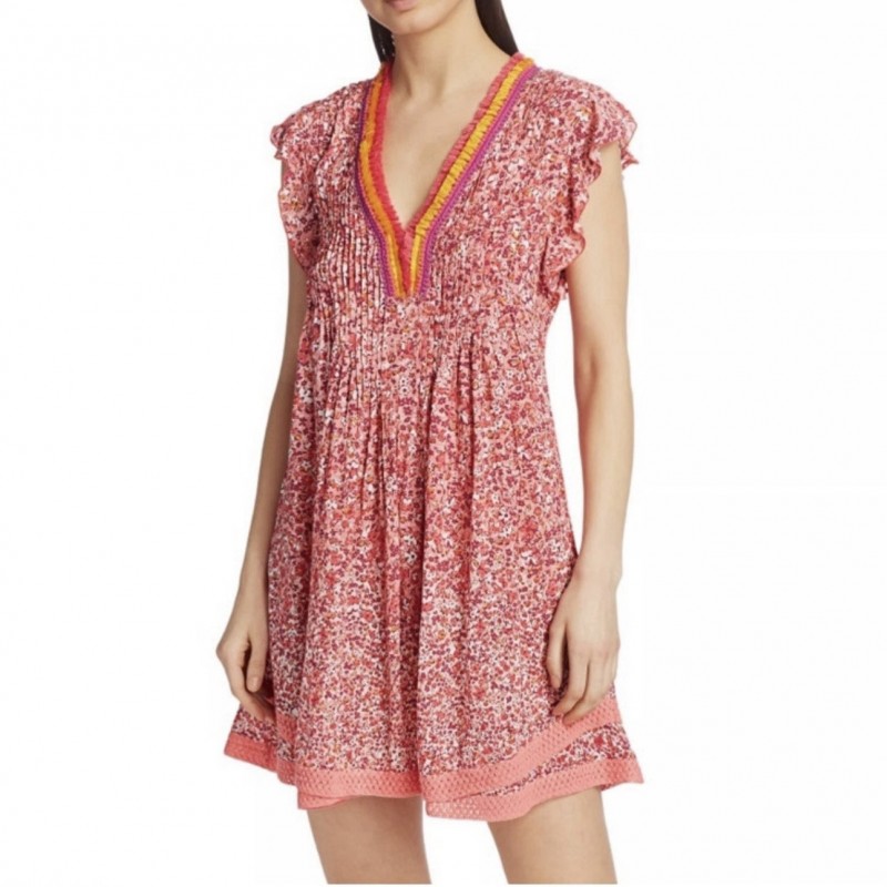 Poupette St. Barth Sasha Pink Floral Mini Dress XS