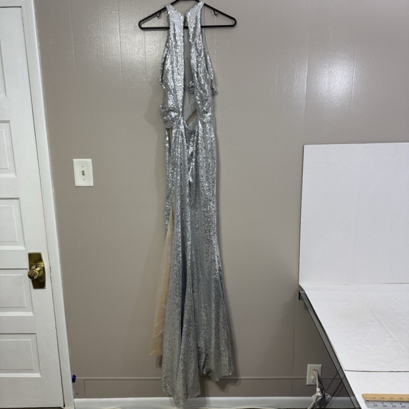 Silver Sequin Gown FLAW C139 Dress