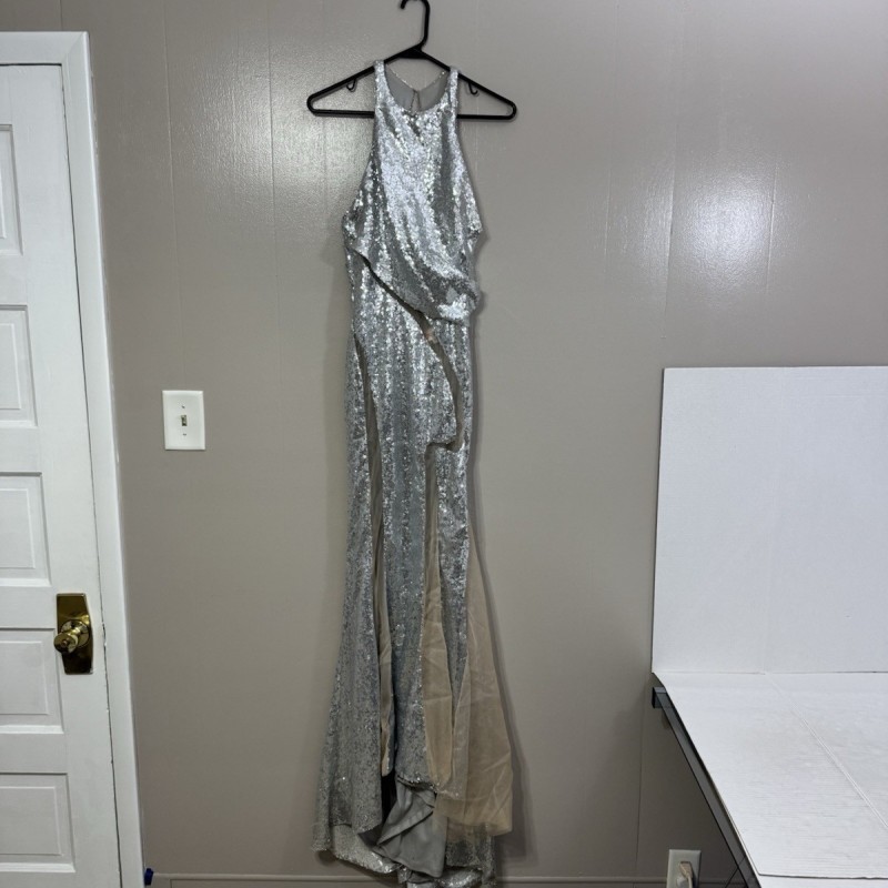 Silver Sequin Gown FLAW C139 Dress