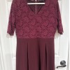 Women's XL Long Evening Dress Prom Wedding Burgundy Lace Upper