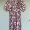 Tiered Midi Dress Womens L Tassel Boho Peasant Cottagecore