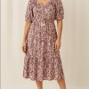 Tiered Midi Dress Womens L Tassel Boho Peasant Cottagecore