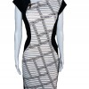 Black White Sheath Dress Spandex Career Corporate Corp