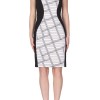 Black White Sheath Dress Spandex Career Corporate Corp