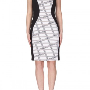 Black White Sheath Dress Spandex Career Corporate Corp