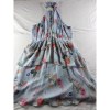 Floral Halter Dress Womens 4 Blue Excellent Tiered Ruffle Mini