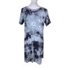 Gray Black Tie Dye T Shirt Dress Casual Boho Lounge