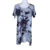 Gray Black Tie Dye T Shirt Dress Casual Boho Lounge