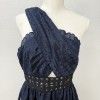 Asymmetrical Openwork Dress in Navy Blue 8
