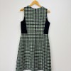 Dress Women Navy Blue Green Checked Wool by Moon Tweed Pinafore