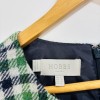 Dress Women Navy Blue Green Checked Wool by Moon Tweed Pinafore