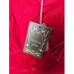 Christina Hendricks X Neroli Puff Sleeve Velvet Dress Scarlett Red UK 10
