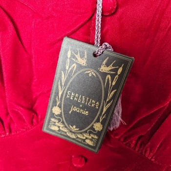 Christina Hendricks X Neroli Puff Sleeve Velvet Dress Scarlett Red UK 10