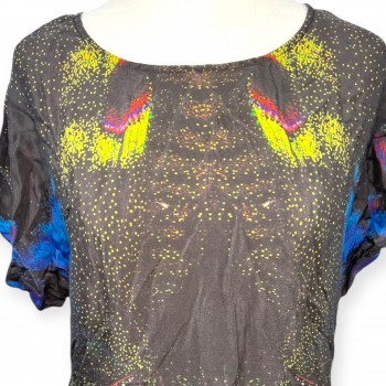 Mini Dress Black Multicolor Short Sleeve