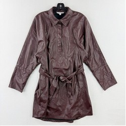 X Rtr Faux Leather Shirt Dress Womens Brown RTR