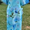 90s Womens Large Blue Floral Maxi Dress Belted NOS Cottage