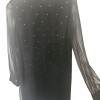 Black Sheer Rhinestone Dress Long Sleeve Overlay Shift Party Evening Women