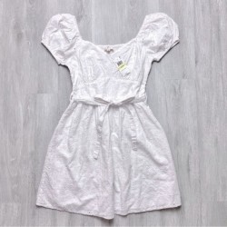 Women's M White 100 Cotton Short Sleeve Summer Dress New