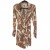 Inmod Marble Print Mini Dress Brown White Long Sleeve Wrap Shirt Dress M