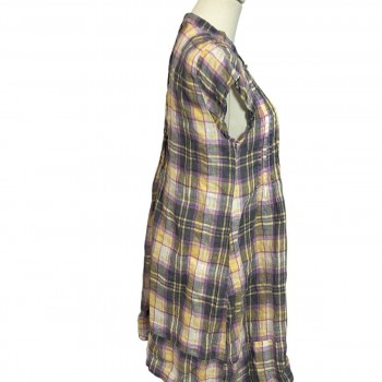 X Gorsuch Linen Plaid Tunic Dress Made In USA Lagenlook