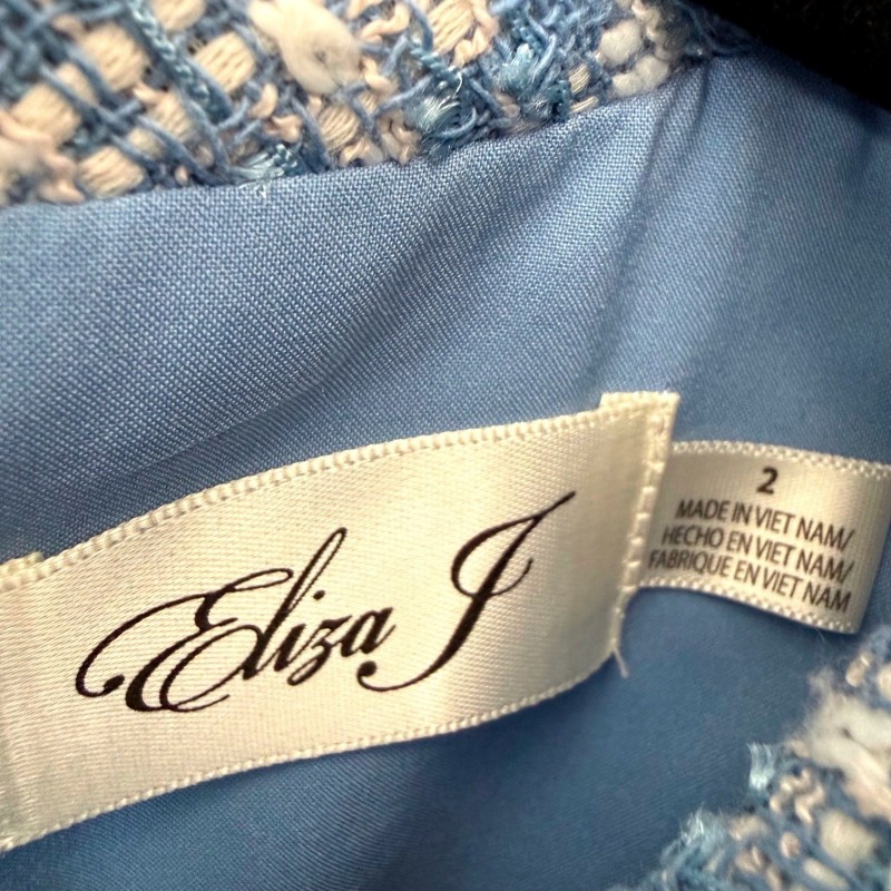 Blue Tweed Sleeveless Mini Dress Modern Classic Preppy