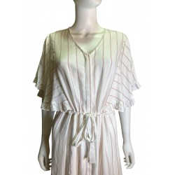Women's White Striped Midi Shirt Dress Size Small