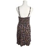 Linen Mini Dress Dark Floral Feminine Cottage Shirred Sundress