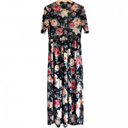 Women's Black Floral Floral Maxi Dress Size Large