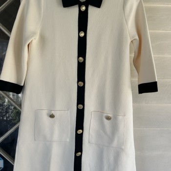 Knit Gold Button Shirt Dress S