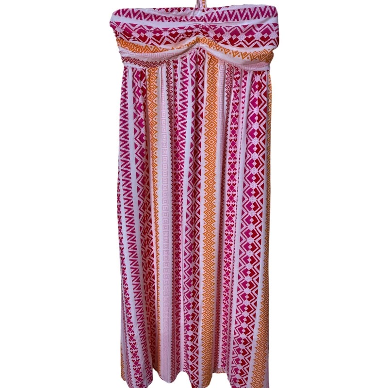Geo Print Halterneck Maxi Dress, Pink / Orange / White, Women's