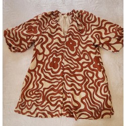 100 Linen Balloon Sleeve Mini Swing Dress w/ Pockets, sz Med